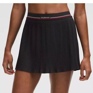 NWT! LuLuLemon logo-waist micro-pleat mid-rise tennis skirt - black, size S
